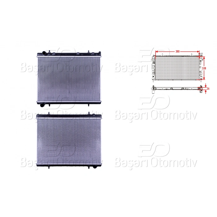 SU RADYATORU BRAZING MT 380X538X26 MM CITROEN C4. PEUGEOT307 1.6HDI. 2.0 16V 04>