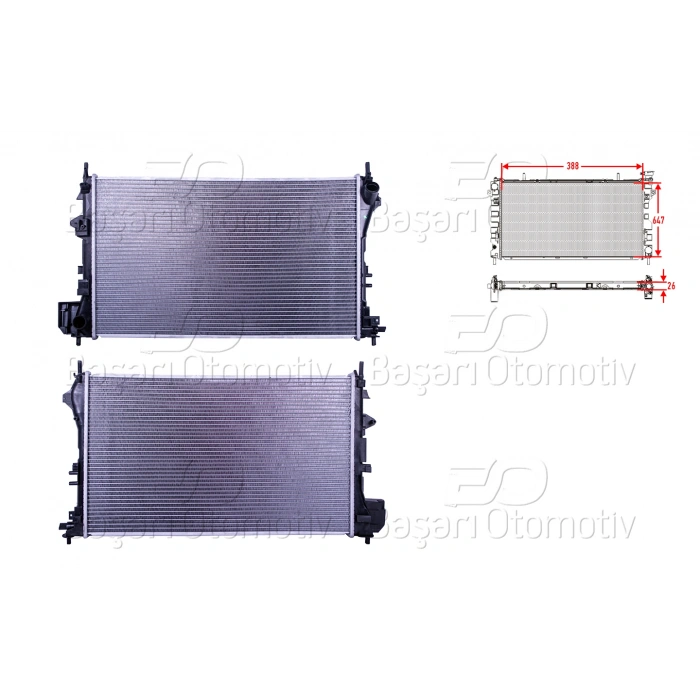 SU RADYATORU BRAZING MT 388X647X26 OPEL VECTRA C 1.6 AC