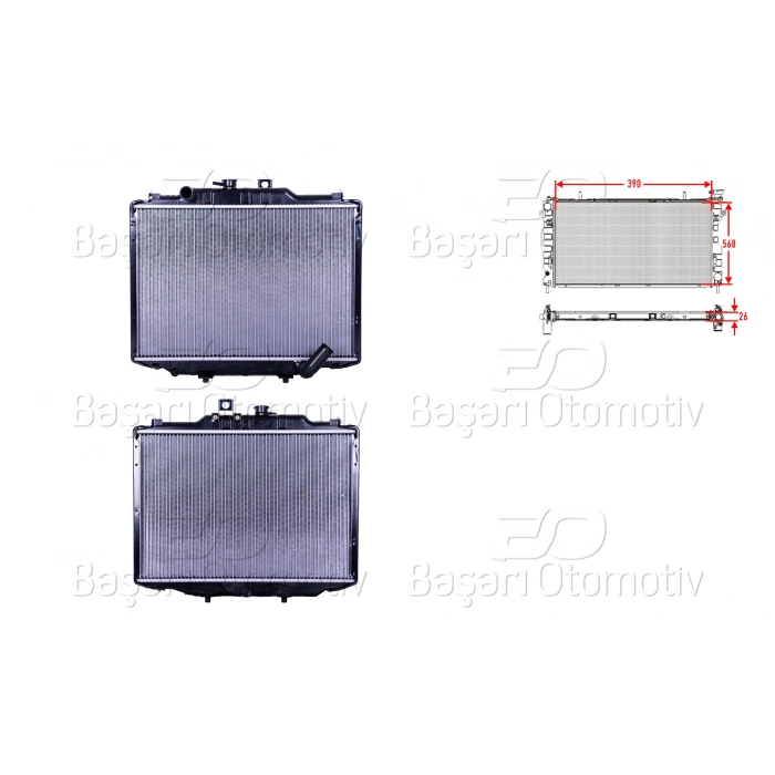 SU RADYATORU BRAZING MT 390X568X26 MITSUBISHI L300 MINIBUS 94>