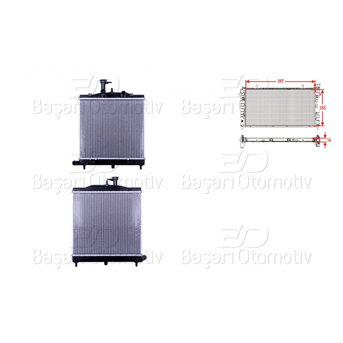 SU RADYATORU BRAZING MT 397X355X16 KIA PICANTO (BA) 1.1I M-T 07-09