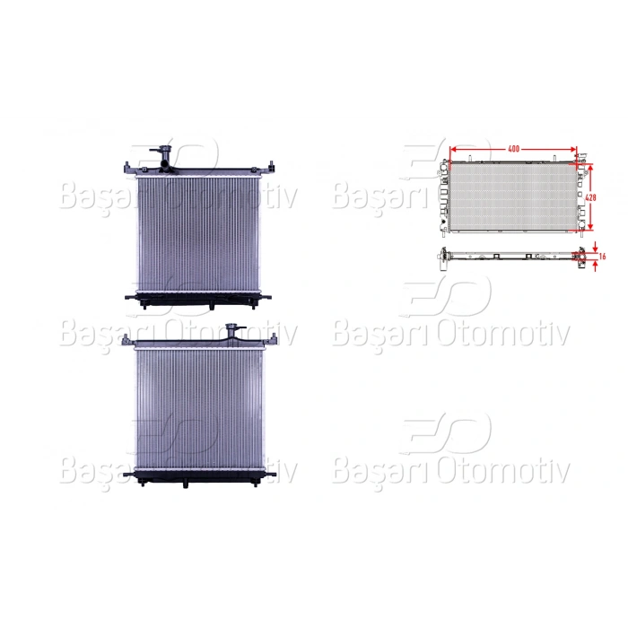 SU RADYATORU BRAZING MT 400X428X16 MM NISSAN MICRA 1.2 12V 10>