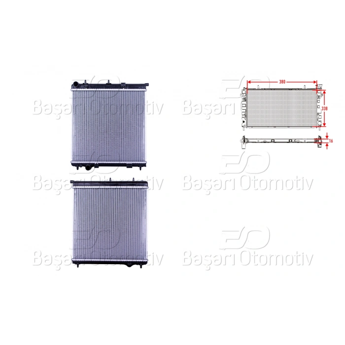 SU RADYATORU BRAZING MT 415X380X16 MM PEUGEOT 207 1.4HDI