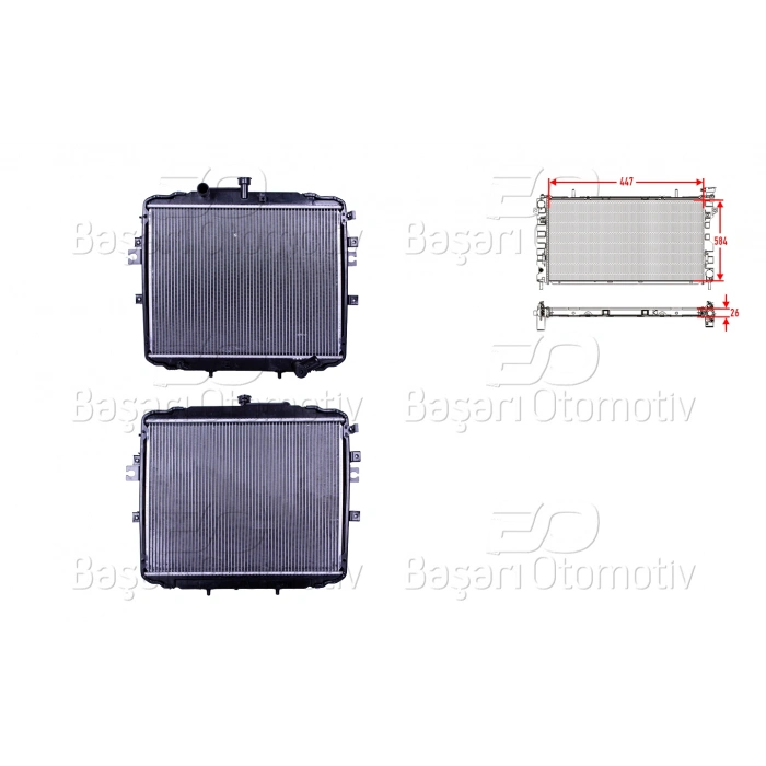SU RADYATORU BRAZING MT 447X584X26 MM HYUNDA H100 KAMYONET 04>
