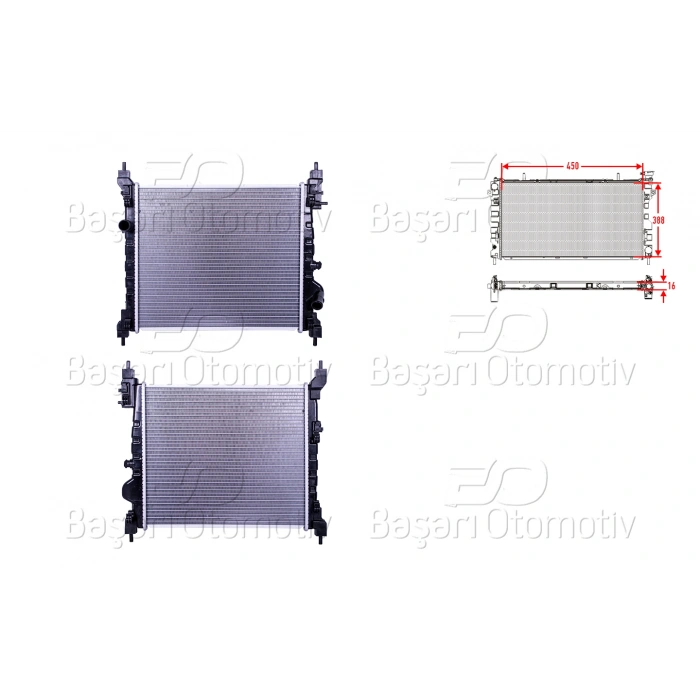 SU RADYATORU BRAZING MT 450X388X16 CHEVROLET SPARK (M300) 1.2 10>/ DAEWOO MATIZ 1.2 10>