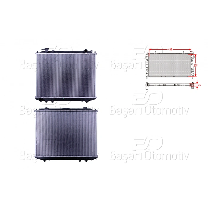 SU RADYATORU BRAZING MT 450X639X26 MAZDA B2500. BT50. FORD RANGER 2.5D 96>