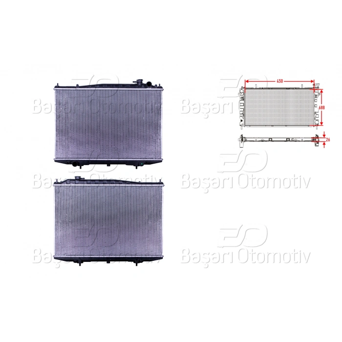 SU RADYATORU BRAZING MT 450X688X26 MM NISSAN D22 PICK UP 2.5TD 98-01