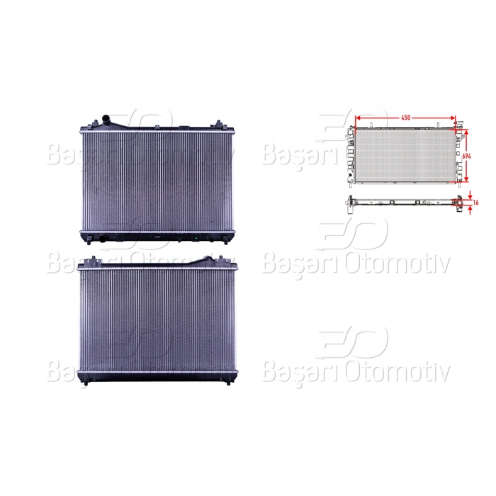 SU RADYATORU BRAZING MT 450X694X16 MM SUZUKI VITARA 1.9 DIZEL 06>