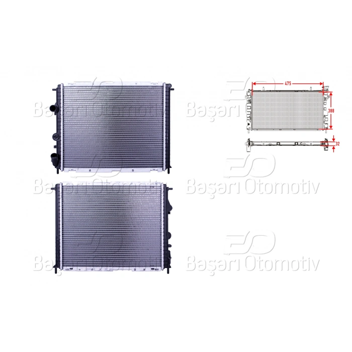 SU RADYATORU BRAZING MT 475X388X32 RENAULT CLIO 2 (BB_, CB_) 1.4-1.6-1.9D 98-05/ KANGOO (KC0/1_) 1.4-1.9dTI 97>/ SYMBOL (LB_) 1.9D 98-01