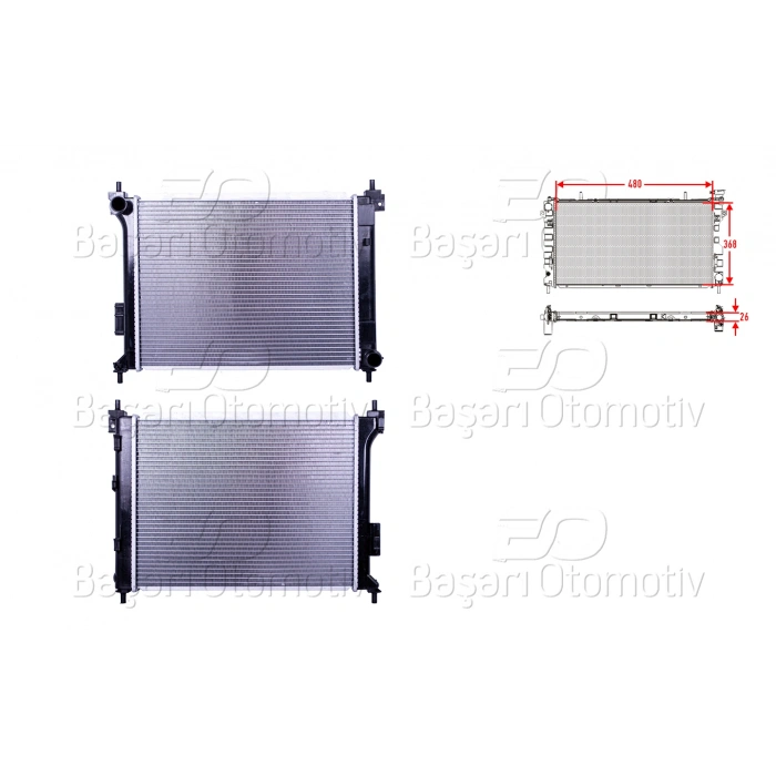 SU RADYATORU BRAZING MT 480X368X26 HYUNDAI I20 1 (PB) 1.4-1.6 CRDI 08-12
