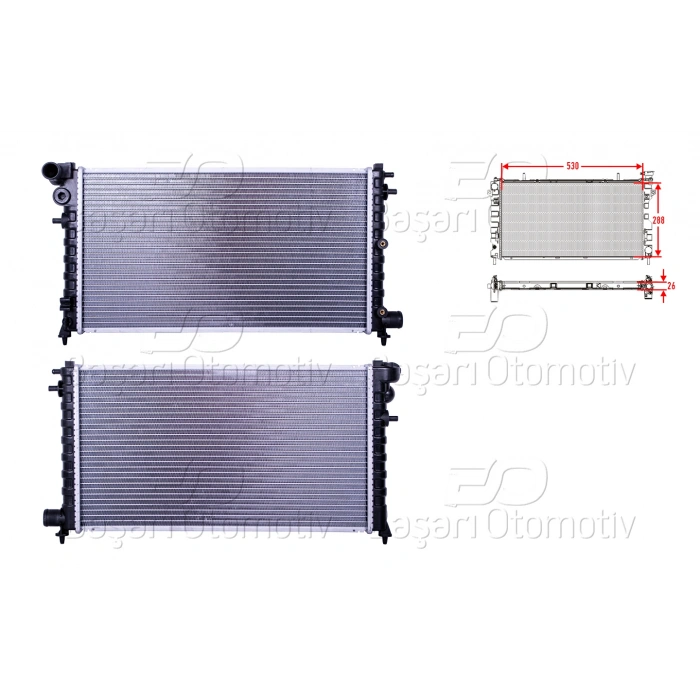 SU RADYATORU BRAZING MT 530X288X26 PEUGEOT 106 (1A_, 1C_) 1.5 D 98-04/ CITROEN SAXO (S0, S1) 1.5 D 96-04