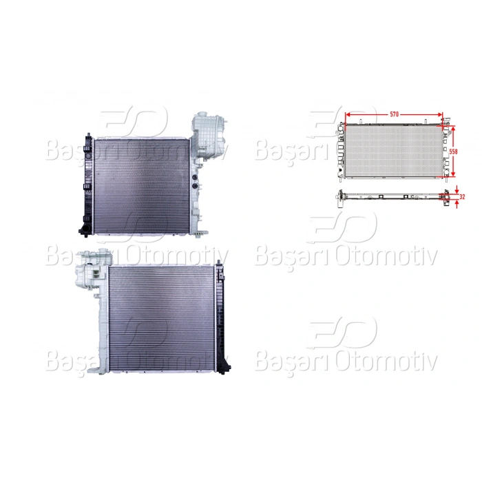 SU RADYATORU BRAZING MT 570X558X32 MERCEDES-BENZ BENZ V200 V200 CDI V200 CDI V220 CDI V230 V230 TD VITO 2.2 CDI 2.3 D 2.2 CDI 2.3 D 2.0 2.3 96 >