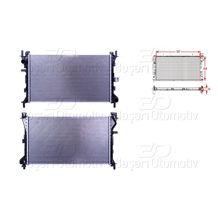SU RADYATORU BRAZING MT 597X348X26 MM FORD FOCUS 98-03 BENZIN. DIZEL