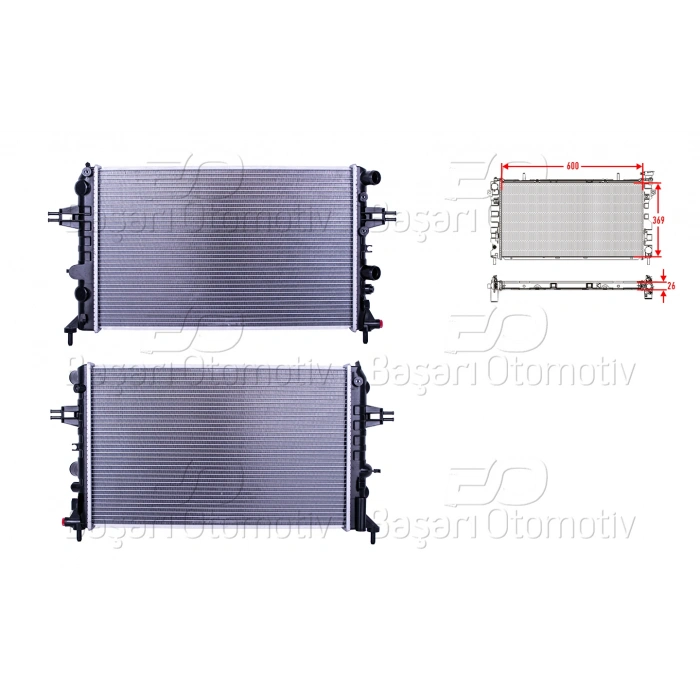 SU RADYATORU BRAZING MT 600X369X26 OPEL ASTRA G 1.6 98>