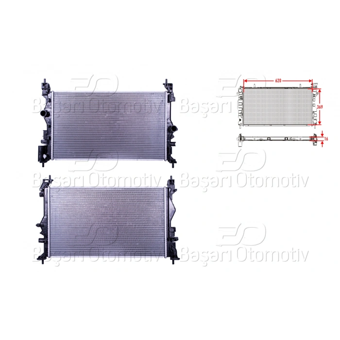 SU RADYATORU BRAZING MT 620X369X16 OPEL CORSA E 1.0 ADAM 14>