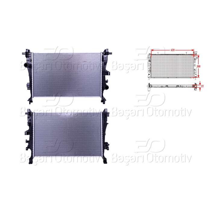 SU RADYATORU BRAZING MT 620X388X22 FIAT500X JEEP RENEGADE 13 14 14>