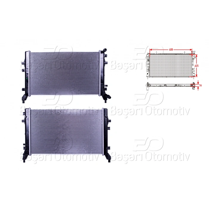 SU RADYATORU BRAZING MT 625X408X16 VW GOLF5 PASSAT1.4 TSI 07>