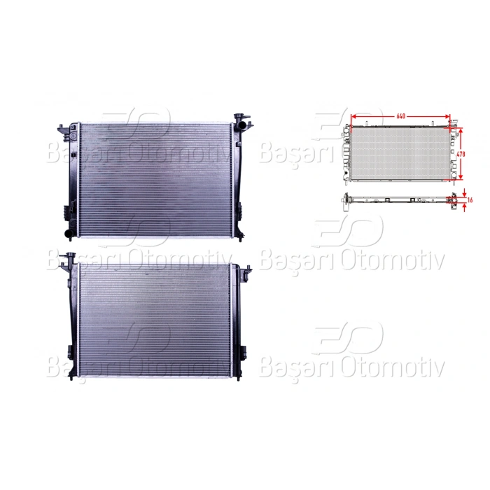 SU RADYATORU BRAZING MT 640X478X16 KIA IX35. SPORTAGE. TUSCON 1.6 BENZINLI 10>