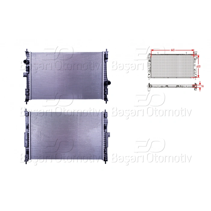 SU RADYATORU BRAZING MT 645X433X16 PEUGEOT308. 3008. 5008. PARTNER. RIFTER. BERLINGO.OPEL COMBO.VIVARO.1.6BLUEHDI. 1.5BLUEHDI. 1.2.1.6.C4 13> DS7.JUMPY 1.6.2.0HDI