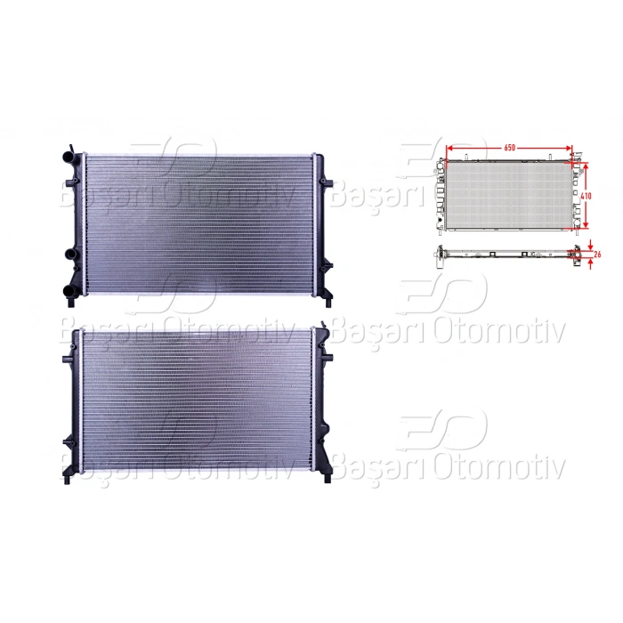 SU RADYATORU BRAZING MT 650X410X26 MM VW JETTA4 1.6 2.0 10>