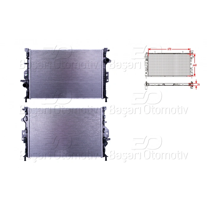 SU RADYATORU BRAZING MT 670X448X26 VOLVO XC70 06>. XC60 (08)S60 10>. S80 06>. V40 12> LAND ROVER FREELANDER2 2.2TD4. RANGE ROVER EVOQUE. FORD KUGA. MONDEO 2.0TDCI 07>