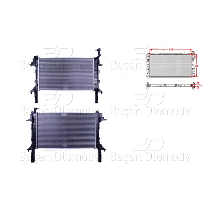 SU RADYATORU BRAZING MT 680X408X36 HYUNDAI H350 2.5 CRDI 15>