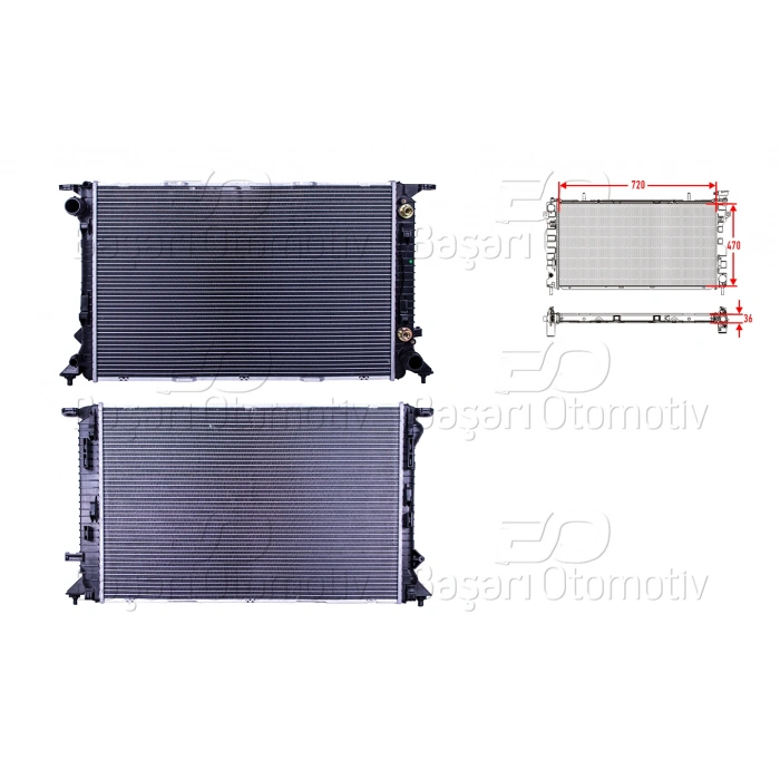 SU RADYATORU BRAZING MT 720X470X36 MM AUDI A4 2.7TDI. 3.0 TDI 08>. A6 3. TDI. PORSCHE MACAN 3.0 TDI 14>