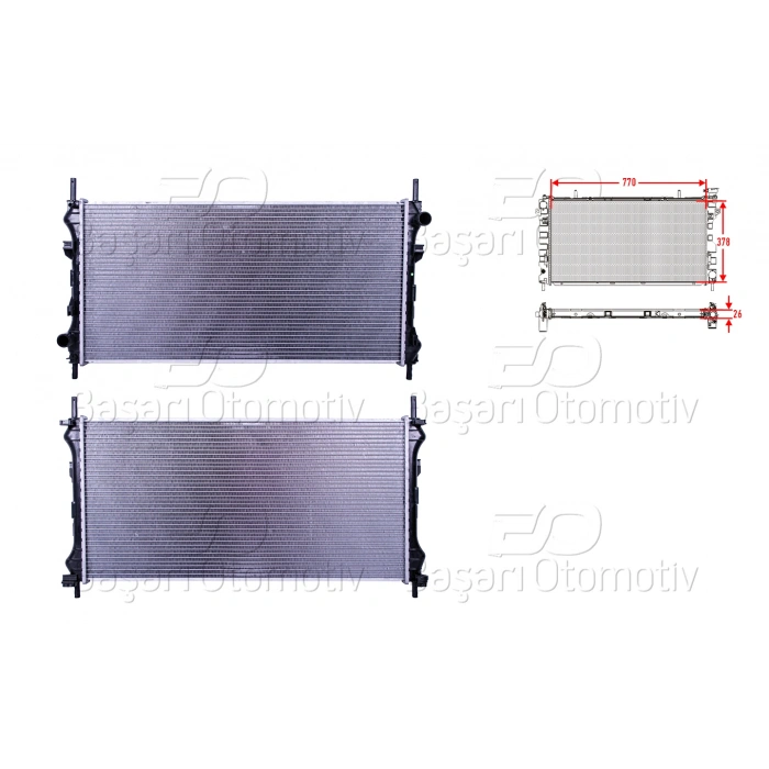 SU RADYATORU BRAZING MT 770X378X26 FORD TRANSIT 2.3 2.4 DI 2.4 TD 2.4 TDCI 2.4 TDE 00>