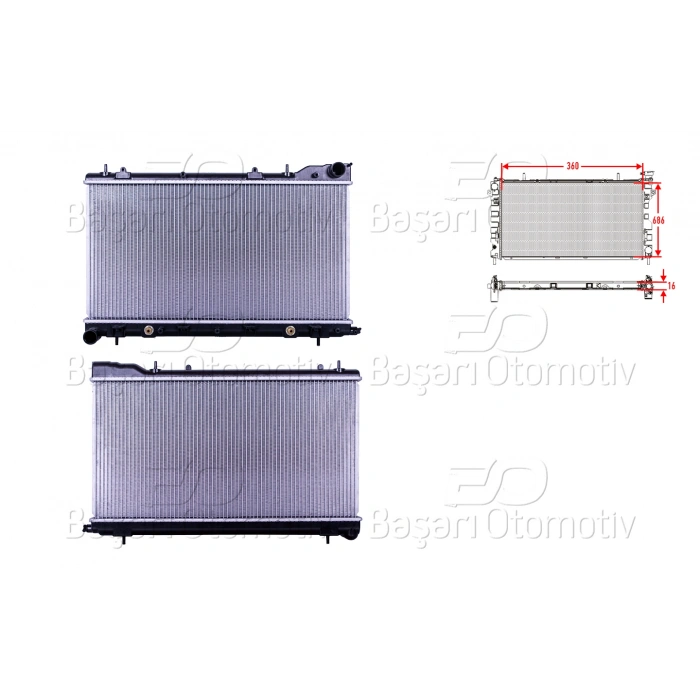 SU RADYATORU BRAZING MT-AT 360X686X16 SUBARU FORESTER 2.0 02> / KAPAKSIZ