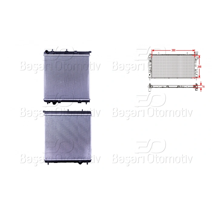 SU RADYATORU BRAZING MT-AT 380X388X16 MM CITROEN C3 1.4I. C2 1.4HDI 02>