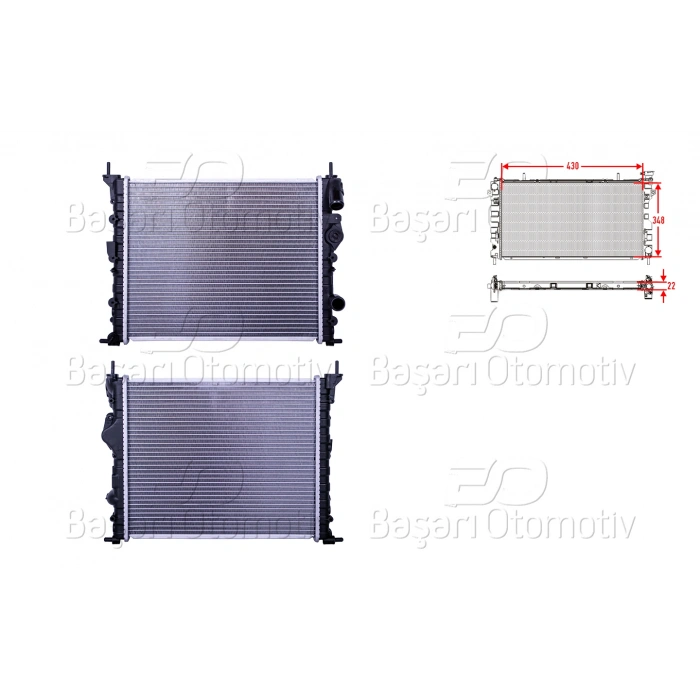 SU RADYATORU BRAZING MT-AT 430X348X22 RENAULT MEGANE. CLIO 95-02
