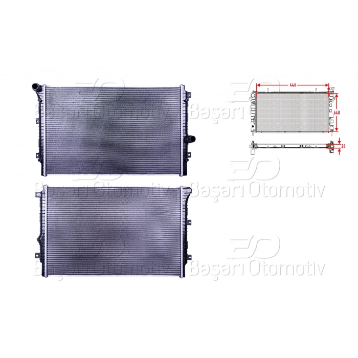 SU RADYATORU BRAZING MT-AT 446X648X26 MM VW CADDY 2.0TDI 15>. PASSAT CC 2.0TDI 12>