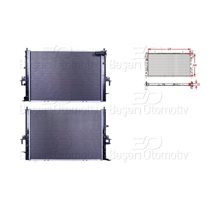 SU RADYATORU BRAZING MT-AT 449X648X26 ROVER75 1.8. 2.0. 2.0CDTI