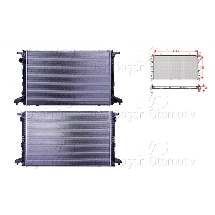 SU RADYATORU BRAZING MT-AT 470.5X720 MM AUDI A4 A5 3.0 TDI 15 >