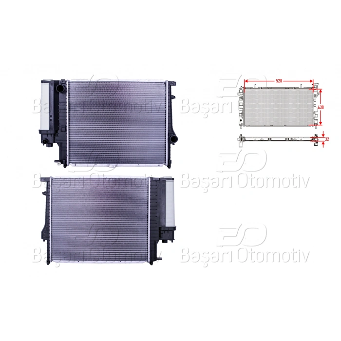SU RADYATORU BRAZING MT-AT 520X438X32 BMW 5 SERISI E34 M50 5.20I. 5.25I M40. 5.18I