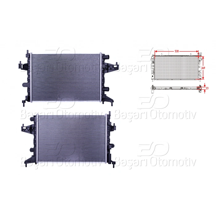 SU RADYATORU BRAZING MT-AT 538X369X22 OPEL CORSA C COMBO C TIGRA Z10XE Z12XE Z14XE Z14XEP 00 >