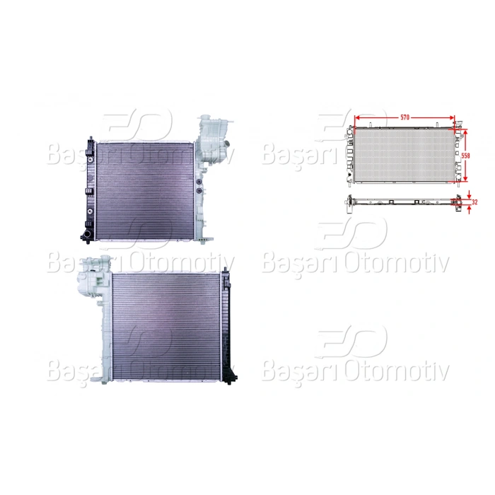 SU RADYATORU BRAZING MT-AT 570X558X32 MERCEDES-BENZ BENZ V200 V200 CDI V200 CDI V220 CDI V230 V230 TD VITO 2.2 CDI 2.3 D 2.2 CDI 2.3 D 2.0 2.3 96 >