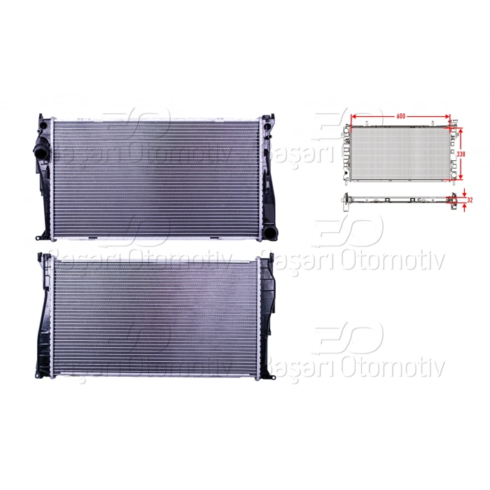 SU RADYATORU BRAZING MT-AT 600X338X32 BMW X1 E84 1.6I. 2.0SDRIVE. E90. E91. E92 3.35I. Z4 E89