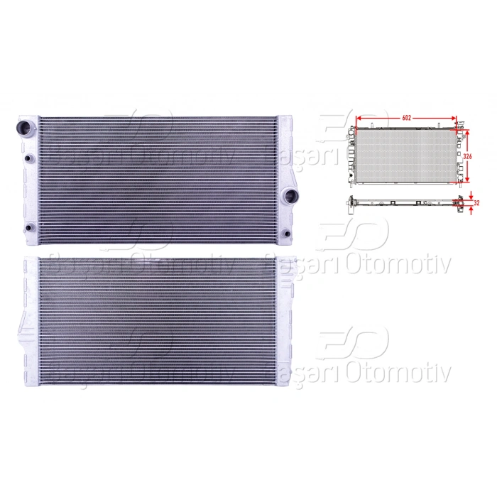 SU RADYATORU BRAZING MT-AT 602X326X32 BMW 5 SERISI F07 GT. F10. F11 08-17 F07 GT LCI. F10 LCI. F11 LCI 5.35I. 12-17 7 SERISI F01. F02 7.40I 07-12