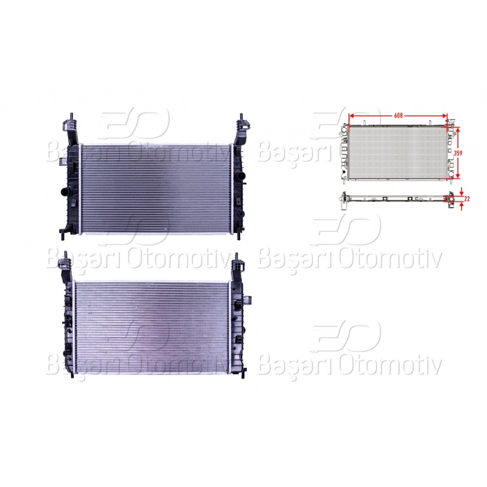 SU RADYATORU BRAZING MT-AT 608X359X22 OPEL MERIVA 1.4 1.6 03>