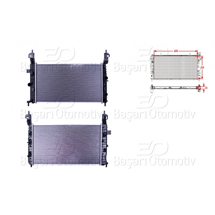 SU RADYATORU BRAZING MT-AT 608X359X26 OPEL MERIVA 1.4 1.6 03>