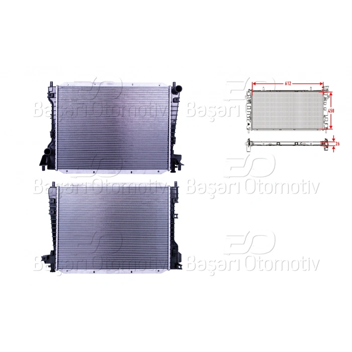 SU RADYATORU BRAZING MT-AT 612X458X26 JAGUAR S TYPE 3.0-4.0 99-08