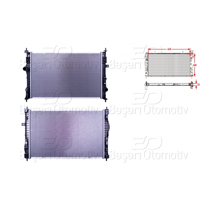 SU RADYATORU BRAZING MT-AT 648X408X26 OPEL ASTRA L (O5) 1.2 1.5 Turbo D 21> GRANDLAND (A18, P1UO) 1.5 Turbo D 18> PEUGEOT 308 (LB_, LP_, LW_, LH_, L3_) 1.5 BlueHDI 17-21 CITROEN BERLINGO (ER_, EC_) 1.5 BlueHDi 18>