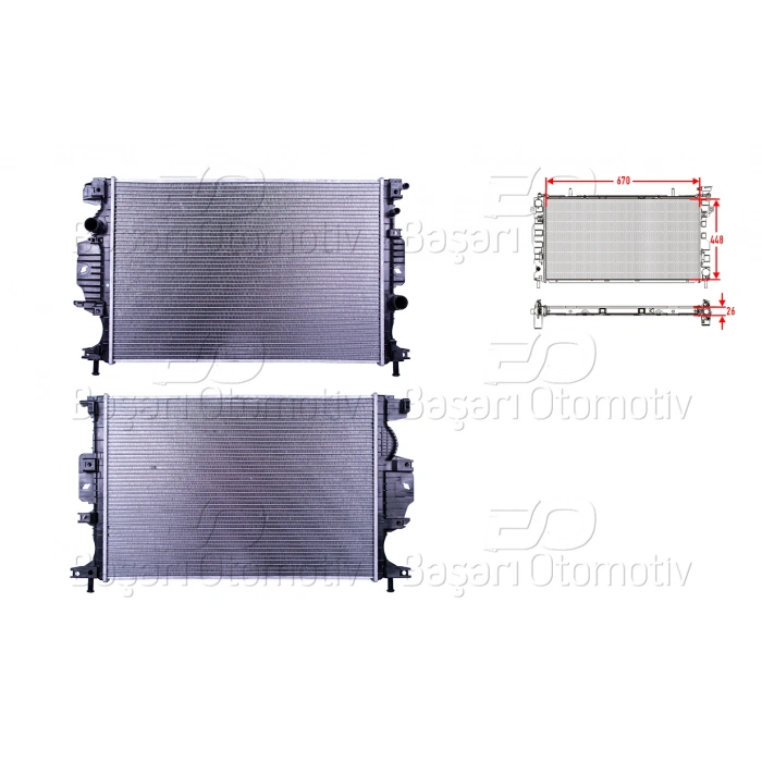 SU RADYATORU BRAZING MT-AT 670X448X26 FORD MONDEO 1.5 ECOBOOST_x0002_1.5TDCI. 1.6TDCI. 2.0TDCI 15>A/M