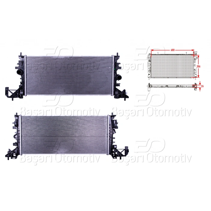 SU RADYATORU BRAZING MT-AT 680X306X26 OPEL ASTRA K 1.6 DIZEL. 1.4 BENZINLI