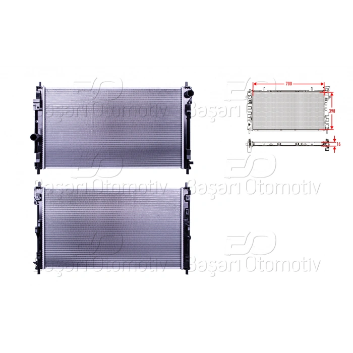 SU RADYATORU BRAZING MT-AT 700X398X16 CHRYSLER. JEEP. COMPAS. SEBRING. PATRIOT. AVANGER. CALIBER 2.0CRDI. 2.0 BENZIN AVANGER 2.4 07>