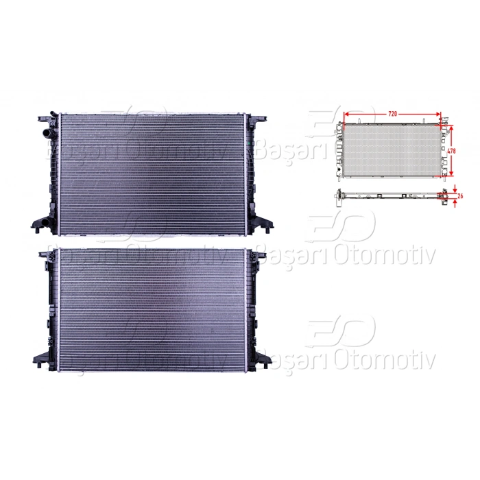 SU RADYATORU BRAZING MT-AT 720X478X26 MM AUDI A4 1.4TFSI. 2.0TDI 15>