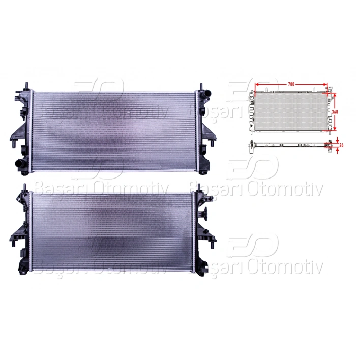 SU RADYATORU BRAZING MT-AT 780X368X26 MM FIAT DUCATO. KARSAN JEST2.2- 2.3D.BOXER.JUMPER 2.2-HDI