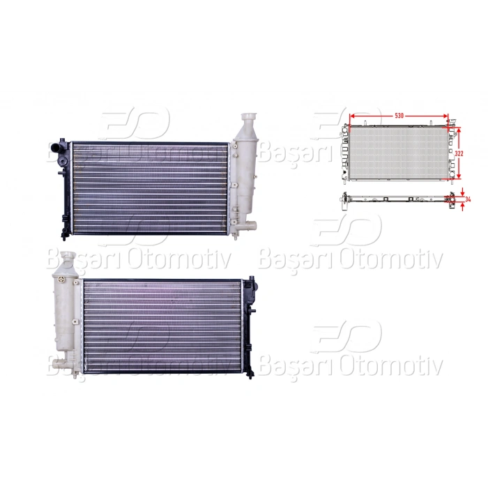 SU RADYATORU MEKANIK 531X322X23 MM CITROEN SAXO 1.1 1.4 1.6 PEUGEOT106 1.0 I 1.1 I 1.6 I 1.6 S16 96>04