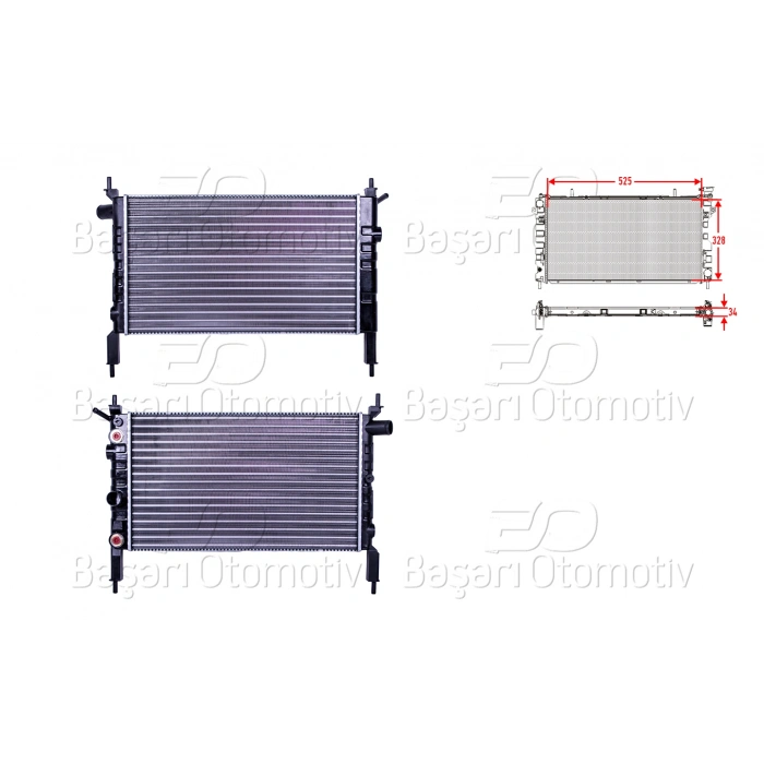 SU RADYATORU MEKANIK AT 525X328X34 OPEL ASTRA F 1.4 OTOMATIK 91 >