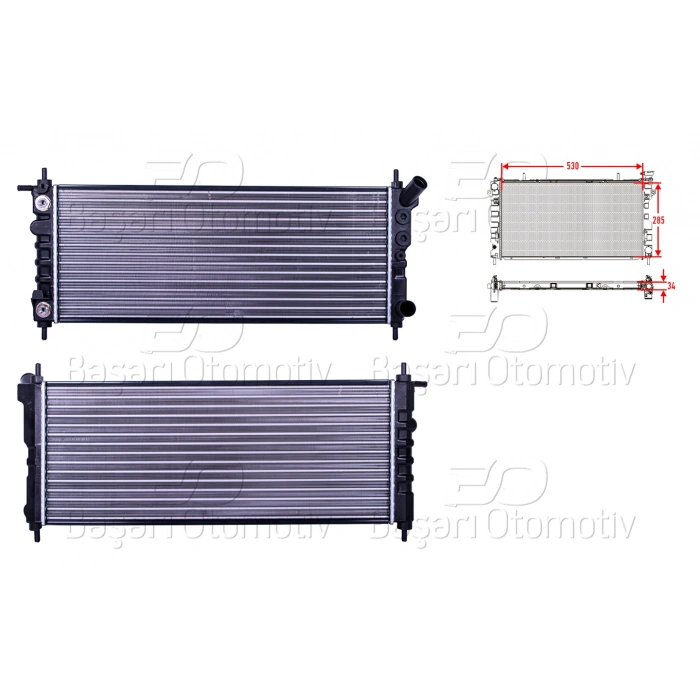 SU RADYATORU MEKANIK AT 530X285X34 OPEL CORSA B 1.2 OTOMATIK ZINCIRLI MOTOR 97>
